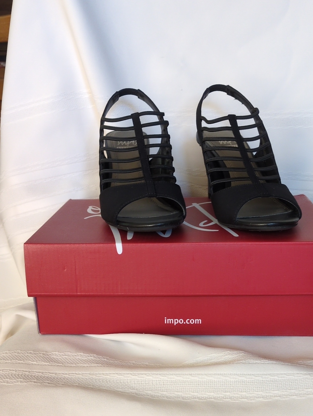 Impo Black Strappy Slingback Heels